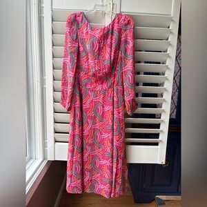 Boden Pink and Green Long Sleeve Dress